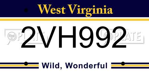 2VH992 West Virginia License Plate