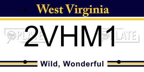 2VHM1 West Virginia License Plate