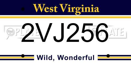 2VJ256 West Virginia License Plate