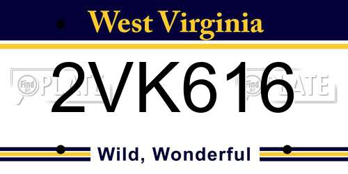 2VK616 West Virginia License Plate