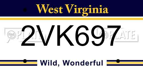 2VK697 West Virginia License Plate