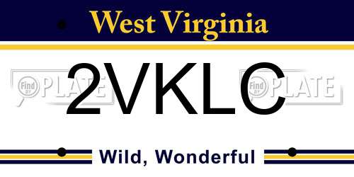 2VKLC West Virginia License Plate
