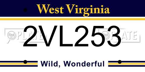 2VL253 West Virginia License Plate