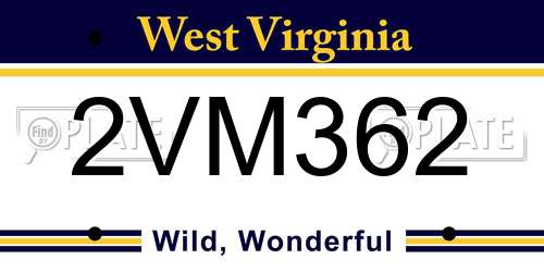 2VM362 West Virginia License Plate