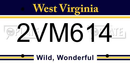 2VM614 West Virginia License Plate