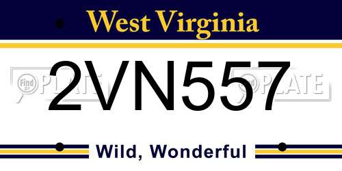 2VN557 West Virginia License Plate