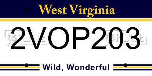 2VOP203 West Virginia License Plate