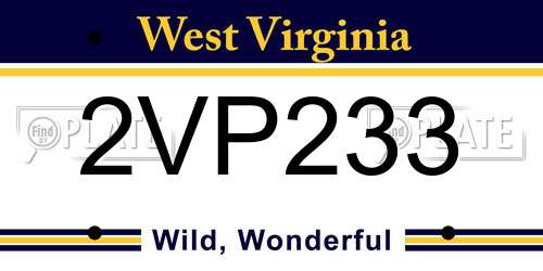 2VP233 West Virginia License Plate
