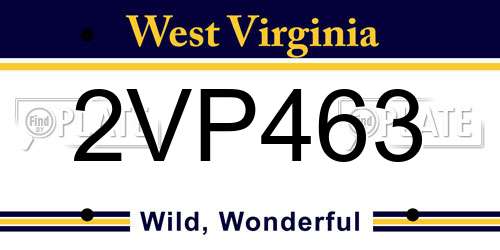 2VP463 West Virginia License Plate