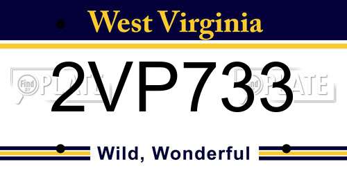 2VP733 West Virginia License Plate