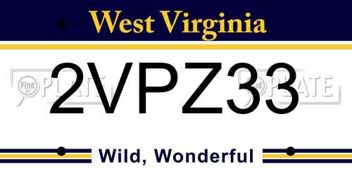 2VPZ33 West Virginia License Plate