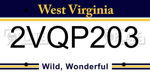 2VQP203 West Virginia License Plate