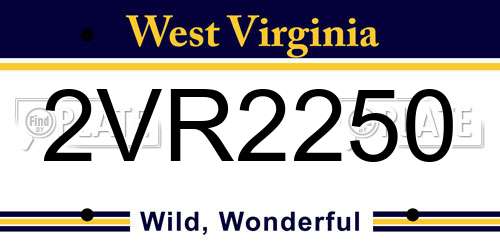 2VR2250 West Virginia License Plate