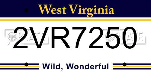 2VR7250 West Virginia License Plate