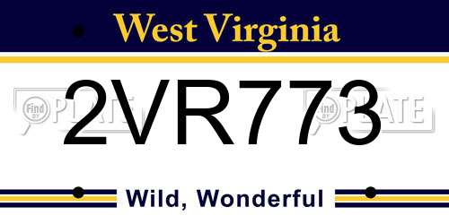2VR773 West Virginia License Plate
