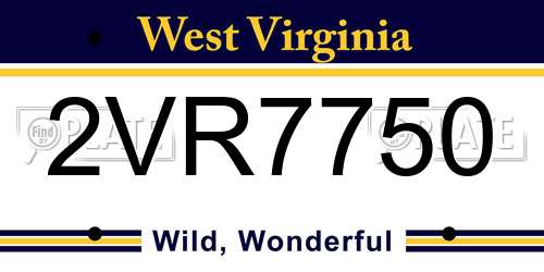 2VR7750 West Virginia License Plate