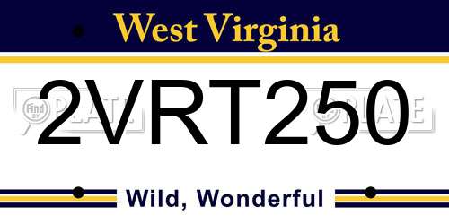 2VRT250 West Virginia License Plate