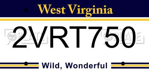 2VRT750 West Virginia License Plate