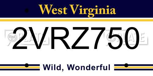 2VRZ750 West Virginia License Plate