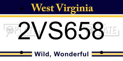 2VS658 West Virginia License Plate