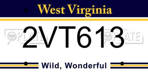 2VT613 West Virginia License Plate