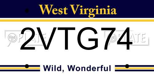 2VTG74 West Virginia License Plate