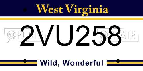 2VU258 West Virginia License Plate