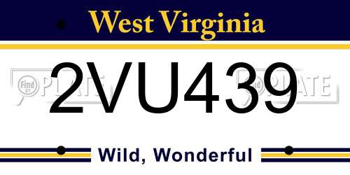2VU439 West Virginia License Plate