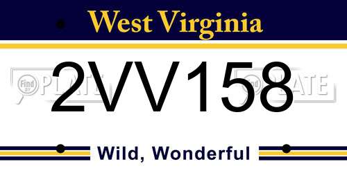 2VV158 West Virginia License Plate