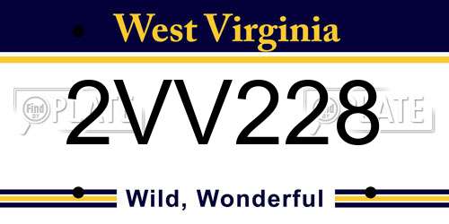 2VV228 West Virginia License Plate