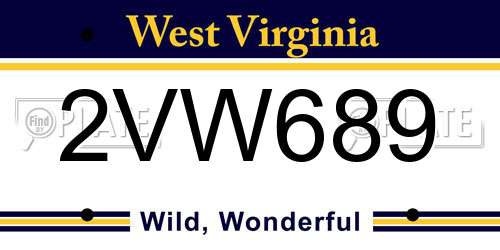 2VW689 West Virginia License Plate