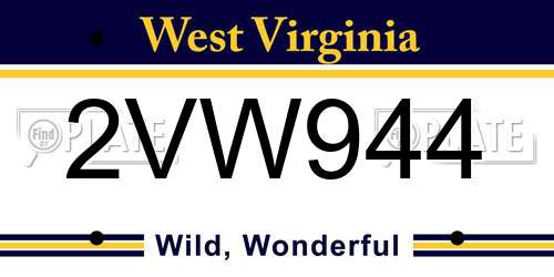 2VW944 West Virginia License Plate