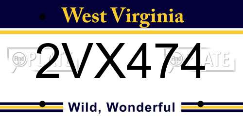 2VX474 West Virginia License Plate
