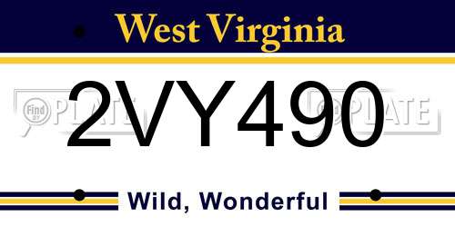 2VY490 West Virginia License Plate