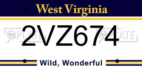 2VZ674 West Virginia License Plate