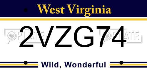 2VZG74 West Virginia License Plate