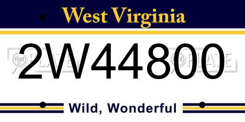 2W44800 West Virginia License Plate