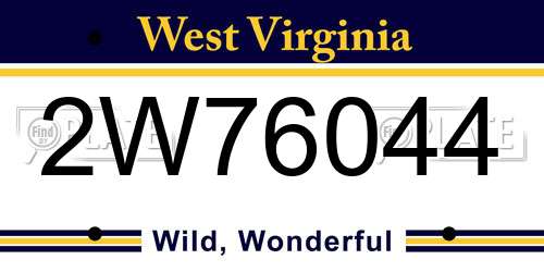 2W76044 West Virginia License Plate