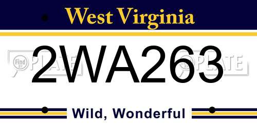 2WA263 West Virginia License Plate