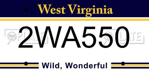 2WA550 West Virginia License Plate