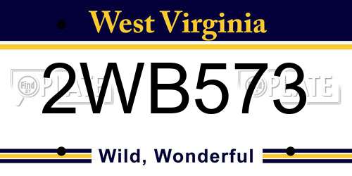 2WB573 West Virginia License Plate