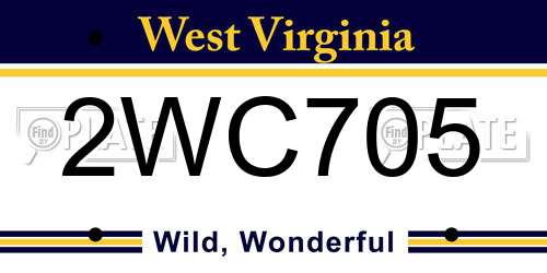 2WC705 West Virginia License Plate