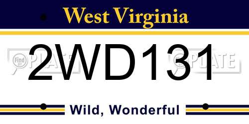 2WD131 West Virginia License Plate