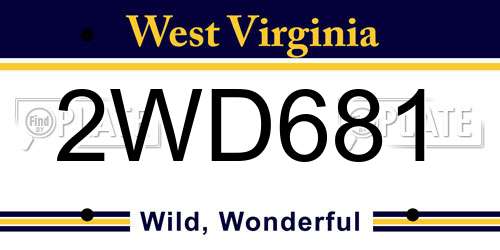 2WD681 West Virginia License Plate