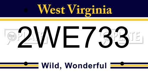 2WE733 West Virginia License Plate