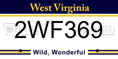 2WF369 West Virginia License Plate