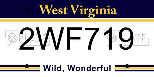 2WF719 West Virginia License Plate