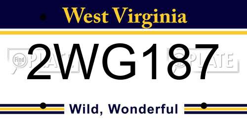 2WG187 West Virginia License Plate
