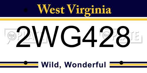 2WG428 West Virginia License Plate