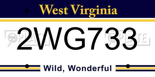 2WG733 West Virginia License Plate